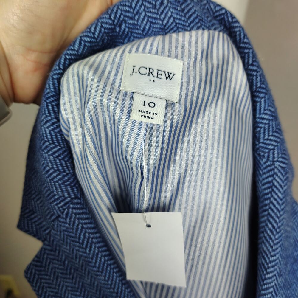 J.Crew Factory Herringbone Wool-blend Schoolboy Blue Blazer Size 10 - Picture 5 of 14